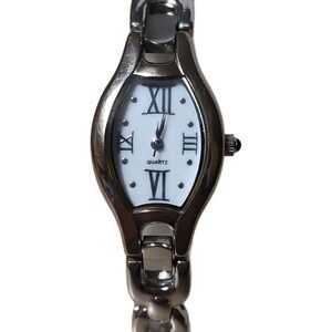 Watch Silver Japanese Quartz Movement‎ White Roman Numerals Dial New Battery